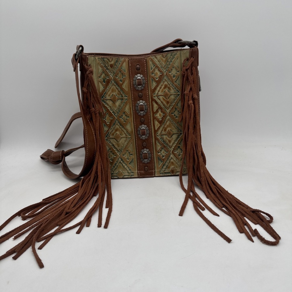 Trinity ranch Leather handbag with Tassels Concealed Carry Side Pocket